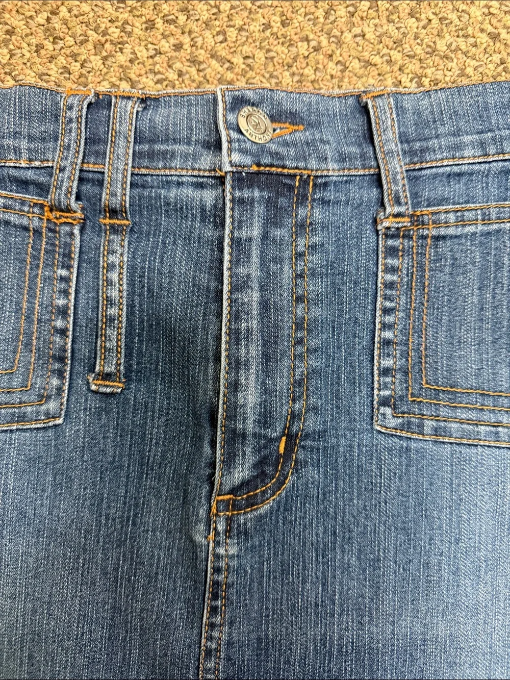 Y2K Sharon Anthony Denim Pencil Skirt Front Slit Stretch Jean Skirt Size 10‎